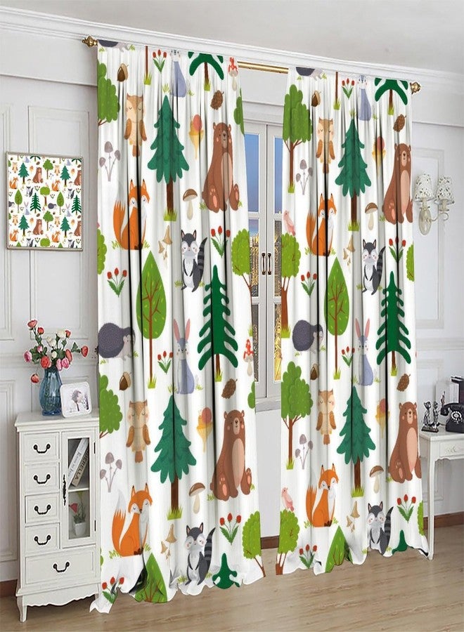 KANEPE Jungle Animal Curtains, Woodland Animals Forest Pattern Window Treatments, Rod Pocket Thermal Insulated Drapes 2 Panel Sets for Kids Room Nursery Classroom, 42" W X 45" L[Decor] - Image 5